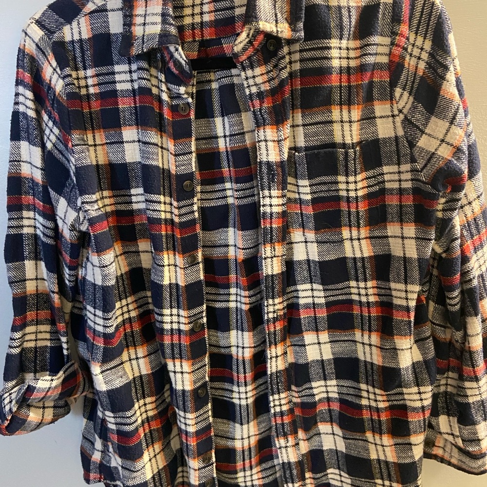Brandy Melville Plaid Flannel Shirt in Navy and Red